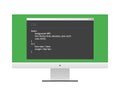 Screen monitor with a window and CSS code. Flat material design.