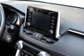 Screen multimedia system. Interior of a modern car. Control panel in a modern car. Car dashboard. Royalty Free Stock Photo