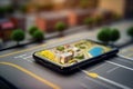 gps phone navigation map direction point travel position location mobile. Generative AI.
