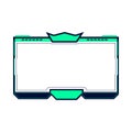 Screen overlay for live streamers vector illustration. Gaming frame overlay design with green and black color shade and king crown