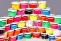 Screen-printing ink in a variety of vibrant colorsin clear plastic containers