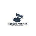 screen printing logo design concept vector illustration