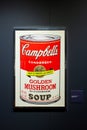 Screen prints titled Campbell`s soup by Andy Warhol, Salone degli Incanti. Trieste