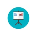 Screen Report sign pictogram. Flip Chart Icon - illustration. Flip Chart symbol on blue background - round color icon in fl