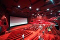 Screen and rows of chairs in cinema