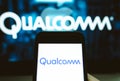 Screen shot of Qualcomm logo on the iPhone. Royalty Free Stock Photo