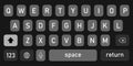 Screen smartphone keyboard. Mobile phone alphabet buttons keypad. Modern design. Vector Royalty Free Stock Photo