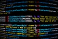 Screen of source code and abstract technology background Royalty Free Stock Photo
