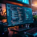 Screen symphony Office programmers write, develop, and learn digital coding Royalty Free Stock Photo
