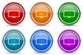 Screen, tv silver metallic glossy icons, set of modern design buttons for web, internet and mobile applications in 6 colors Royalty Free Stock Photo
