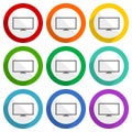 Screen, tv vector icons, set of colorful flat design buttons for webdesign and mobile applications Royalty Free Stock Photo