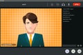 Screen of video conference with businessman, modern software for virtual meetings or lections