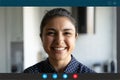 Screen view of Indian woman speak on video call Royalty Free Stock Photo