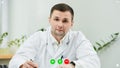 A screen view of telecommunications application during a video chat with doctor Royalty Free Stock Photo