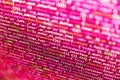 Screen of web developing code on dark background. Concept screen of experienced web developer. Simple website HTML code with Royalty Free Stock Photo