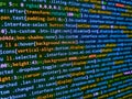 Screen of web developing code on dark background. Software developer programming code on computer. Simple website HTML code with Royalty Free Stock Photo