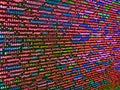 Screen of web developing javascript code. Data encryption security code on a computer display, close up. SEO concepts for better Royalty Free Stock Photo
