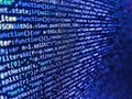 Screen of web developing javascript code. Digital technology on display. HTML code on lcd screen. SEO concepts for better SERP. Royalty Free Stock Photo