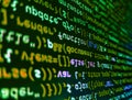 Screen of web developing javascript code. Programmer workplace. Mobile app developer. Software developer programming code on Royalty Free Stock Photo
