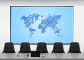 Screen with world map Royalty Free Stock Photo