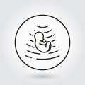 Screening baby in womb. Icon drawn in outline style