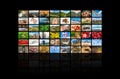 Screens forming a big multimedia broadcast video wall Royalty Free Stock Photo