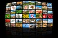 Screens forming a big multimedia broadcast video wall Royalty Free Stock Photo