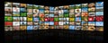 Screens forming a big multimedia broadcast video wall Royalty Free Stock Photo