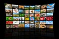 Screens forming a big multimedia broadcast video wall Royalty Free Stock Photo