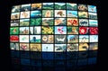 Screens forming a big multimedia broadcast video wall Royalty Free Stock Photo