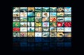 Screens forming a big multimedia broadcast video wall Royalty Free Stock Photo