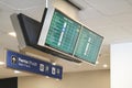 Screens with information on flight departures at an International Airport Royalty Free Stock Photo