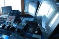 Screens and radars on command bridge Royalty Free Stock Photo