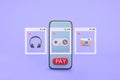 Screens Shopping app flat design template for mobile apps. Shopping online concept