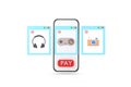 Screens Shopping app flat design template for mobile apps. Shopping online concept