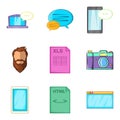 Screenshot icons set, cartoon style