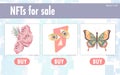 Screenshot of online nft store with various image for sale