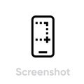 Screenshot phone tech specs icon. Editable line vector.