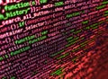Screenshot with random parts of program code. Programming code screen of software developer. Data encryption security code on a Royalty Free Stock Photo