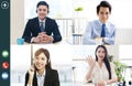 Screenshot of  smiling business group online brainstorm on video conference Royalty Free Stock Photo