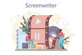 Screenwriter concept. Person create a screenplay for movie. Author