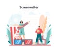 Screenwriter concept. Person create a screenplay for movie.