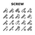Screw And Bolt Building Accessory Icons Set Vector
