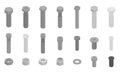 Screw-bolt icons set, isometric style