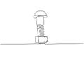 Screw, bolt and nut, dowel, pin, pintle one line art. Continuous line drawing of repair, professional, hand, people Royalty Free Stock Photo