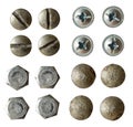 Screw, bolt, rivet collection isolated