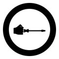 Screw driver in hand tool in use Arm with screwdriver for unscrewing icon in circle round black color vector illustration solid