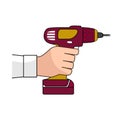 Gun Icon. Human hand with impact wrench or screwgun