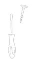 Screw and Screwdriver one line. haushold tool line art. Hand tool for reparing. Royalty Free Stock Photo
