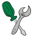 Screwdriver and ajustable wrench illustration vector Royalty Free Stock Photo